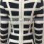 2015 New Luury Black and White Women Long Sleeve bodycon party dresss sey Knee-length Bandage Dress wholesale drop ship