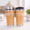 Eco-Friendly Stainless Steel Double Wall Bamboo Fiber Thermos Tumbler Coffee Drinking New Travel Mug