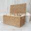 Hot Selling Vintage Wicker Seagrass Lidded Storage Basket Flip top lid Rectangular ChESt basket Wholesale