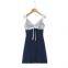 European and American foreign trade summer retro y2k hot girl pure lust style lace stitching bow short strap dress