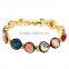 Simple Temperament Colorful Round Opal And Crystal Gold Plated Bracelet