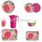 factory wholesale bio bamboo fibre material bowl, tray, cup, plate dinner set