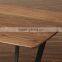 2015 Modern iron frame solid wood dining table hot sale dining table set