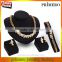 Crystal African 18k Gold Jewelry Sets Women Wedding Party Trendy Statement Necklace Earring 4Pcs Set