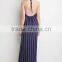 2016 Fashion Floor Length Stripes Halter Maxi Dresses