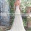 100% Real Photos Custom Made embroidered tulle fabric bodice satin lace cross back dubai wedding gown