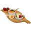 2 Bowl Leaf shape Serving Platter Dishes Bamboo Kitchen draining Ceramic Bowls Tray Party serning tray
