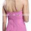 Pink Chiffon Teenage Aqua Color Bridesmaid Dress With Rhinestones