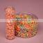 Cylinder shaped clear containers with slip over lids sized to hold gumballs
