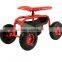 Red Rolling Garden Cart With Swivel Seat
