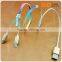 Get free sample long length colorful zipper usb cable 2 in 1 metal connector