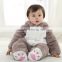 -12M Autumn Soft Fleece Rompers Cute Grey Sweet Cat Baby Girls Clothing Infant Baby Jumpsuits Footed Coverall Romper Toddler