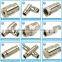 TY1730 Haigint high pressure copper push-in cross connector brass with nickel plated for nylon tubing and stainless steel tubing
