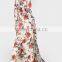 Women Clothing/women Dresses/Rose Print Cuffed Long Sleeve Belted Wrap Dress