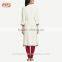 Latest Rayon Ladies Women Kurta Designs Long Pakistani Off-White Embroidered Kurti for Women HSd7582