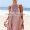 Guangzhou women clothes sleeveless choker neck summer beach dress