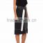 Customized Lady's Apparel Black Plain-weave Sheer Striped Belted Midi Skirt(DQM022S)