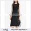 Customized Lady Apparel Modern Luxurious Black Satin Knee-length Dress(DQM044D)