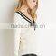 Warm Sweaters 2015 Women Fashion Casual Knitted Pullover V-Neck Long Sleeve White Slim Lady Sweater