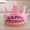 2015 pink happy birthday headwear pageant crowns hair accessory with light
