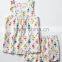 Girls allover printed tank pajama set with picotted trim
