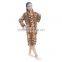 Women sexy animal printed fleece fabric bathrobe with zipper