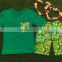 hot sale persnickety remake boya skirt green solid cotton T-shirt and Animal print capris boys clothes summer 2016