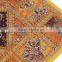 Yellow Sari Lounge Pillow Floor Sitting Kundan Colorful Handicraft Cushion 26in