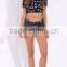 Fashion Off-shoulder Design Short Sleeve Crop Top for Women, Floarl Print Women Tank Top