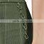 2017 OEM Ladies Fashion Midi Tube Khaki Skirt with Side Metal Detrails