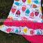 2016 new hot girls owl hot pink capri set outfits with matching necklace and bow