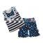 Yawoo stripe cotton top match ruffle shorts unique toddler clothes girls fashion clothes for kids