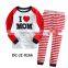 Red long sleeve white red stripe pants i love mom pattern baby brand pyjamas