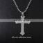 Latest design miro pave clear crystal cross stainless steel pendant necklace