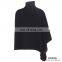 Women Turtleneck high fashion cashmere black poncho sweater