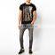slim fit man black t-shirt with the flag
