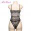 Summer black see through lace cross v neck sexy 2017 wholesale jumpsuit for women
