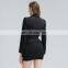 TWOTWINSTYLE Blazer For Women Notched Long Sleeve Patchwork High Waist Black Slim Elegant