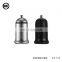 CE RoHS Mini Size Metal Zinc Alloy USB Dual Car Charger For Smartphones and Tablet PCs