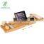 Eco-friendly Bmaboo extendable Bathtub Caddy Tray Bamboo bath Tray with Sliding Towel Holder Bath Table with Book Holder