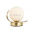 Nordic Modern Home Decorative Milk White Round Glass Ball Cover Golden Base Table Lamp For Hotel Bedside Lamp