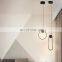 2022 New Style Nordic Minimal Line Three Heads Home Art Decorate Led Small shop decoration chandelier Pendant Lamp