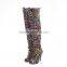 Sexy tight high over the knee boots african print pattern leather boot women shoes