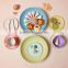 Anhui hot selling colorful bamboo fibre dinner set, 7 inch round leaf dinner plate