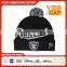 Black Pink Knit Beanie Hat With Top Ball