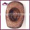Chocolate 100% straw cowboy hat with blue beads