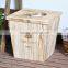 Natural color kitchen furniture kitchen big wood storage box for rice & beans with lid