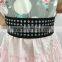 hot sell elastic belts with hotfix rhinestone motif for dress clothes iron on round studs