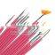 Hotselling pink handle 15pcs nail art paint brush kit