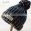 high quality Custom Acrylic knited cap With Top Ball/plush Beanie Hat/Winter fashion warm hat Female lovely melange winter hat